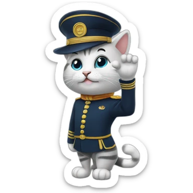 cat saluting sticker
