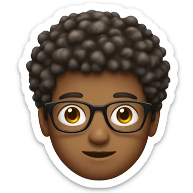 a boy with short beam texture perm, square glasses and a mole on right face sticker