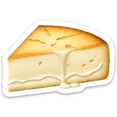cinematic-realistic-brie-cheese-emoji,-featuring-a-creamy gooey center,-soft-ripened-cheese-with-a-delicate white rind-rendered-with-lifelike-detail-and-inviting,-natural-lightingwith a slide showing the gooey center sticker