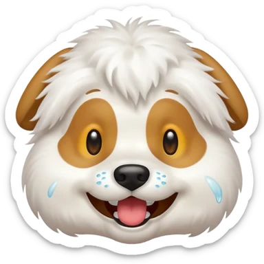 Create a very much laughing dog emoji with tears in his eyes sticker