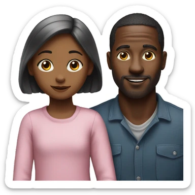 Black man pencil with Withe little girl sticker