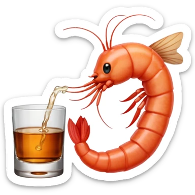 A SHRIMP DRINKING BOURBON, CLASSY, PHOTOREALISM sticker