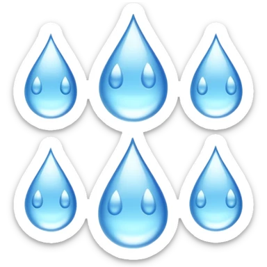 three equally sized droplets stacked on top of each other with two other droplets going outward from the middle droplet; 5 droplets total sticker
