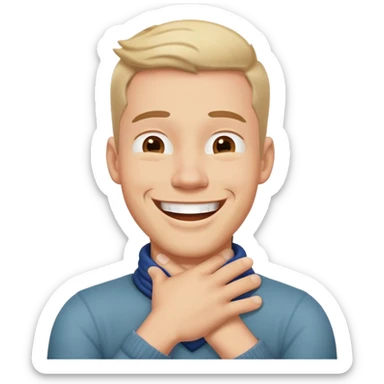 a man with arms crossed around his neck laughing  sticker