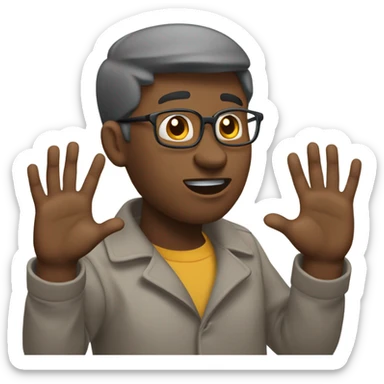 Person shrugging shoulders and arms and hands  asking why sticker