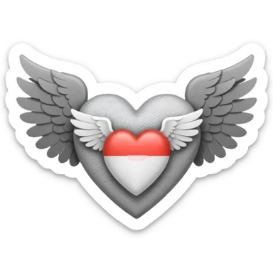 grisgray heart with wings and a hospital bandage (all gray) sticker