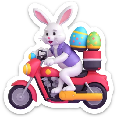 Easter bunny riding a motorcycle sticker