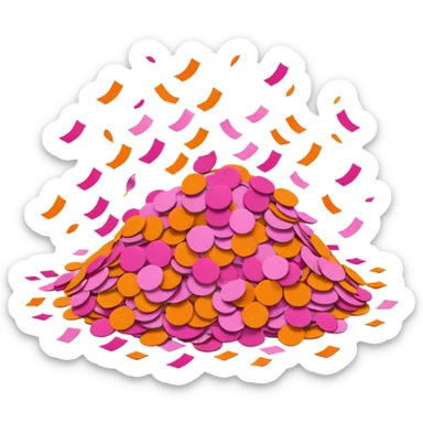 confetti in orange and pink, clustered, celebratory sticker
