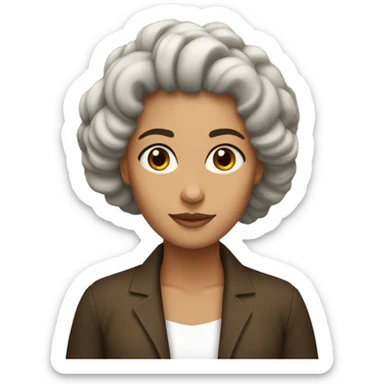 Mujer de tes blanca con rulos pelo castaño oscuro sticker