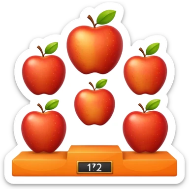 medal podium where 2nd and 3rd place are apples and 1st place is an orange sticker