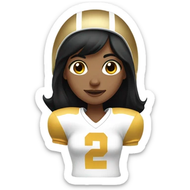 Girl with black hair gold eyes playing quarterback football sticker
