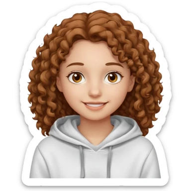 Una ragazza con una felpa semplice bianca,ha gli occhi marroni,i capelli marroni chiaro , c’è gli ha lunghi e ricci ma non troppo sticker