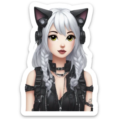 Edgy Kawaii Cute Cool Cartoon Beautiful Elegant Pretty Anime Punk Techwear Gothic Catgirl sticker