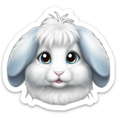 blue eyed white and grey angora rabbit sticker