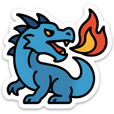 fiery blue dragon sticker