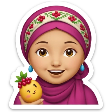 Cute emoji female chubby with a berry she is tan and moroccan  sticker