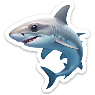Cinematic Cute Hammerhead Shark Portrait Emoji, Head tilted playfully and inquisitively, with a charming, distinctive hammer-shaped head and wide, expressive eyes on either side, a sleek, smooth body accented by gentle fin curves, Simplified yet irresistibly adorable features, highly detailed, glowing with a soft, inviting ocean glow, high shine, affectionate and lively, stylized with a touch of whimsical marine charm, soft glowing outline, capturing the essence of a mischievous yet endearing hammerhead that seems as if it could swim out of the screen into your heart! sticker