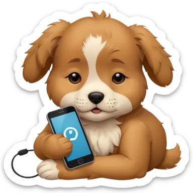 sleepy puppy with phone sticker