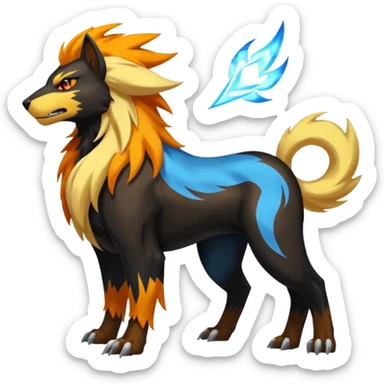 Entei-Houndoom-Manectric-Luxray-Fakémon-fusion-animal-creature, full body  sticker