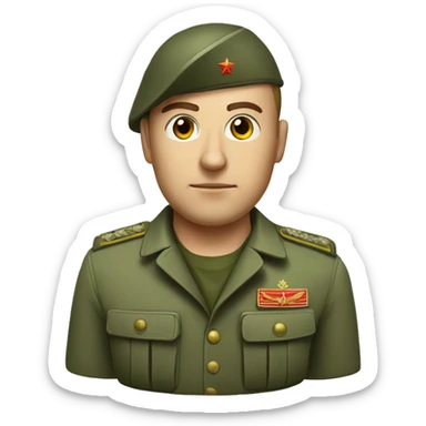 realistic ussr soldier serious with military takes sticker