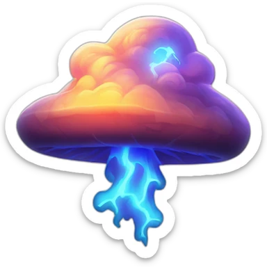 radioactive lightning bolt smiley glow cloud mushroom sunset futuristic sticker