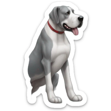 Biggest sized car with a biggest sized Grey GREAT DANE that’s the size of Mount Everest dog in the window sticker