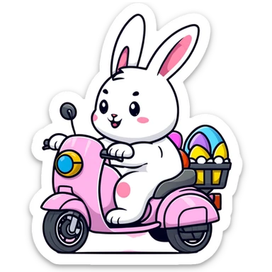 Easter bunny riding a BMW boxer motorcycle sticker