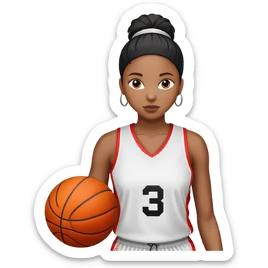Black Female basketball player plain jersey #3 sticker