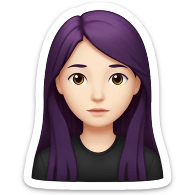 A avatar whit black shirt and berry long hair sticker