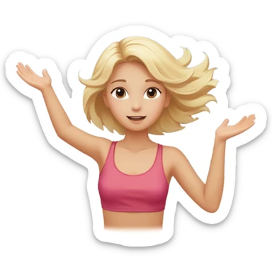 girl at beach with arms outstretched and hair blowing in a pleasant breeze sticker