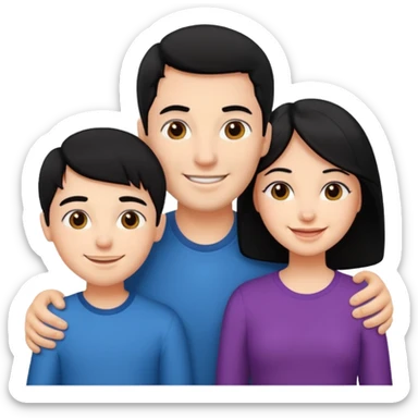 Couple of married man and woman with one kid teenager with black hair sticker