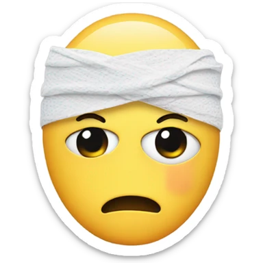 Emoji face with a bandage wrapped around eyes sticker