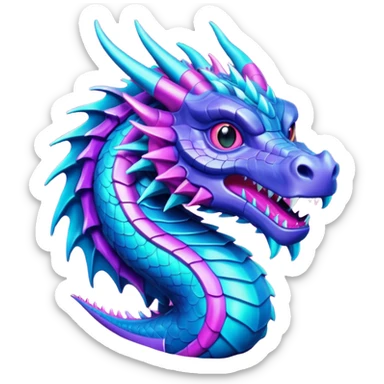 synthwave dragon metalic sticker