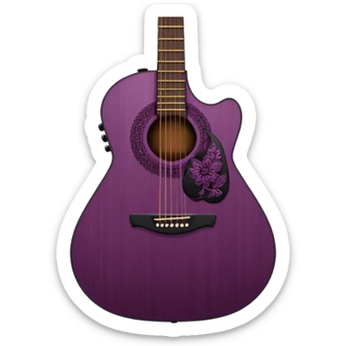 dark reddish-purple acoustic guitar with lace black details sticker