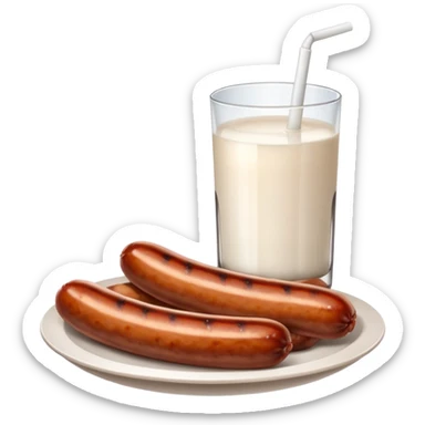 Sausage with milk sticker