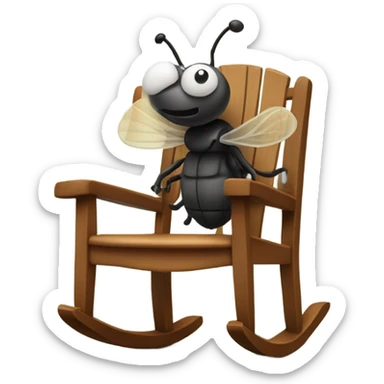 fly rocking in a rocking chair  sticker