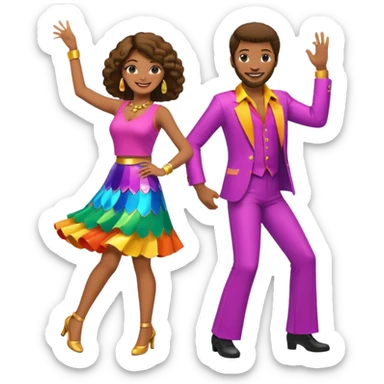 man and woman disco dancing sticker