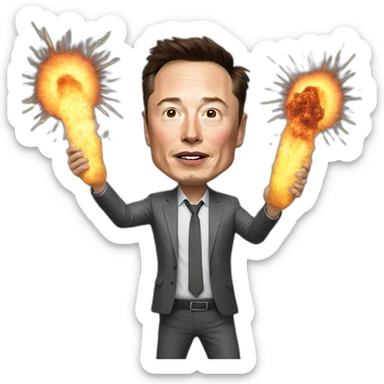 elon musk hit by an exploding rocket sticker
