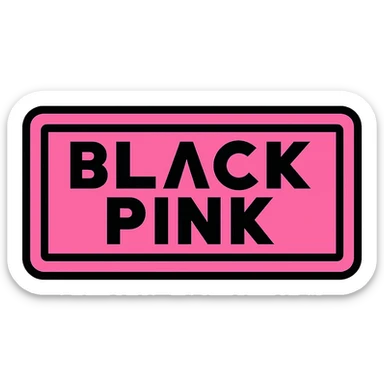 Blackpink logo style, sleek, pink and black, energetic, K-pop vibe sticker