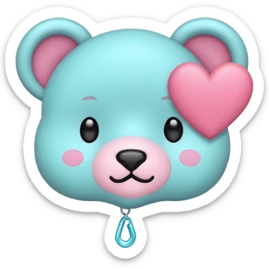 Oso gummy color aguamarina corazón rosa kawaii sticker