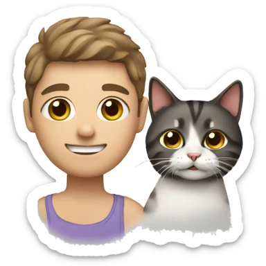 a cat whit its owner  sticker