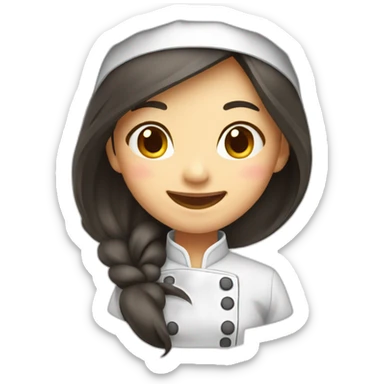 happy asian girl chef long hair sticker