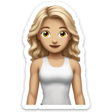 White beauty girl with light brown hair in the gym sticker