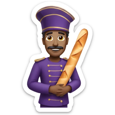 French purple man with baguette  sticker