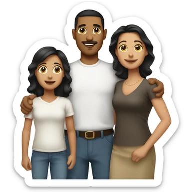 Puerto rican beard short black hair  husband with blond long hair wife and brown long hair daughter Family  sticker