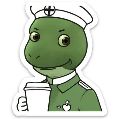 The nurse goes to the shift with coffee sticker