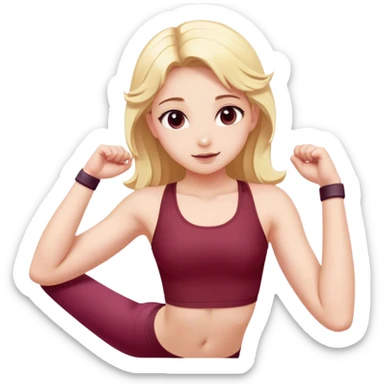 angelic blonde girl stretching in Burgundy  gym  sticker