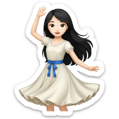 aisan girl with long black and white girl with blonde hair going to dance sticker