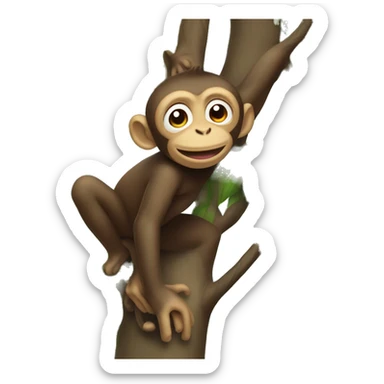 Monkey climb tree sticker