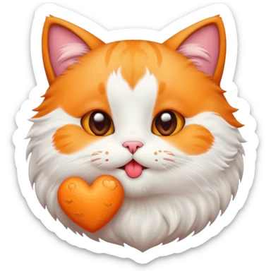A cute circular cat blowing a smooch kiss with heart and little bite on the lower lip sticker